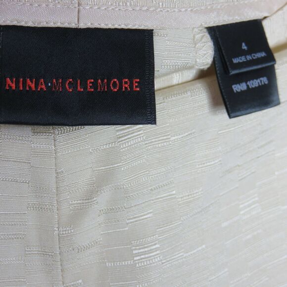 Y2K Silk Linen Blend Textured Patterned Wide Leg Pants - Women's Size 4 - Picture 5 of 7